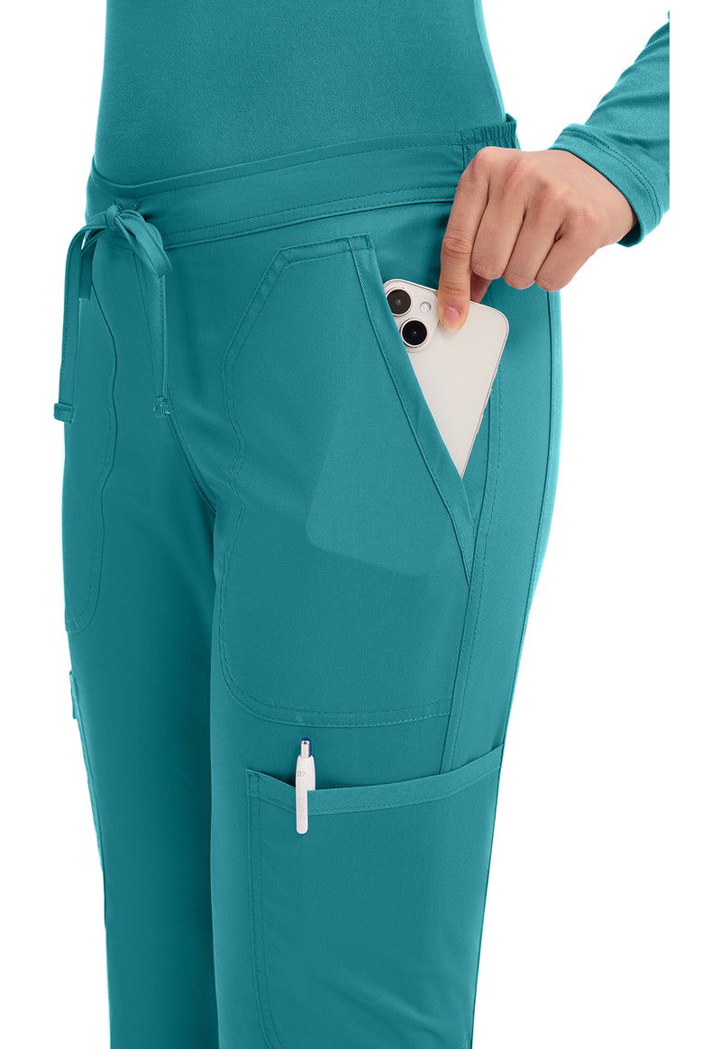 Teal Blue - Cherokee Cherokee WW Revolution Women's Scrub Pants - Detail 3 View