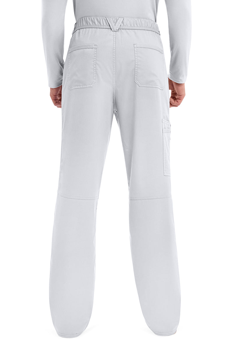 White - Men's Fly Front Scrub Pants – Tall (Back)