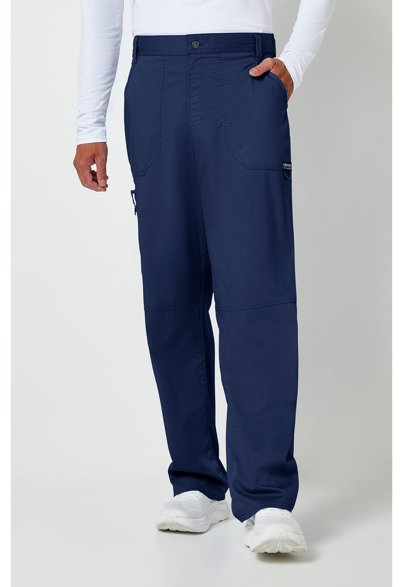 Navy - Cherokee WW Revolution Men's Scrub Pants - Front View