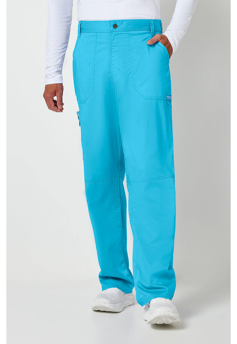 Turquoise - Cherokee WW Revolution Men's Scrub Pants - Front View