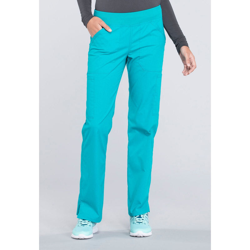 teal blue - Mid Rise Straight Leg Pull-on Cargo Pant