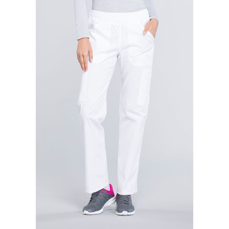 white - Mid Rise Straight Leg Pull-on Cargo Pant