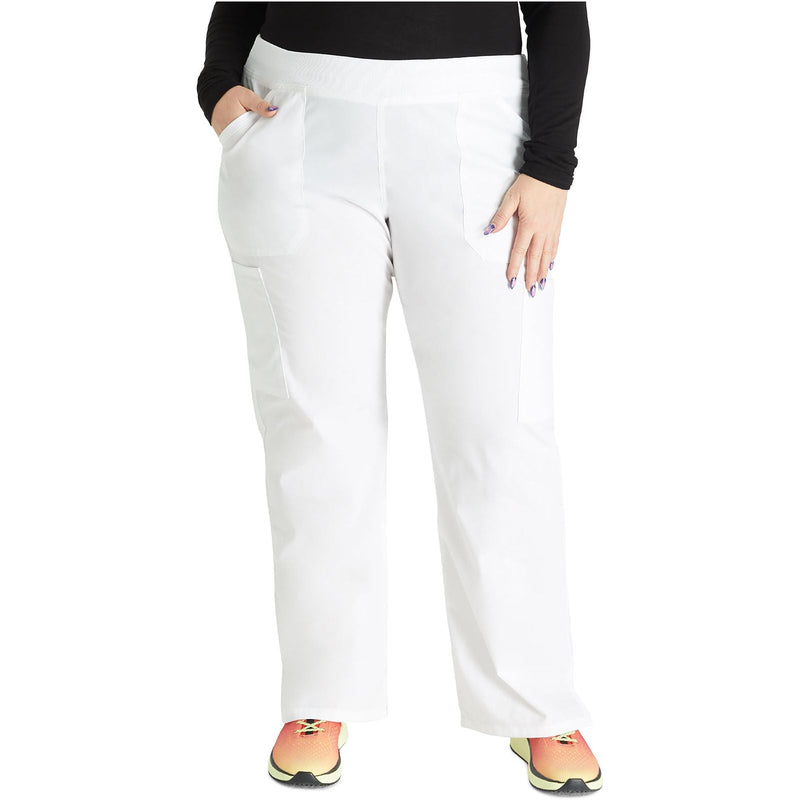 white - Mid Rise Straight Leg Pull-on Cargo Pant