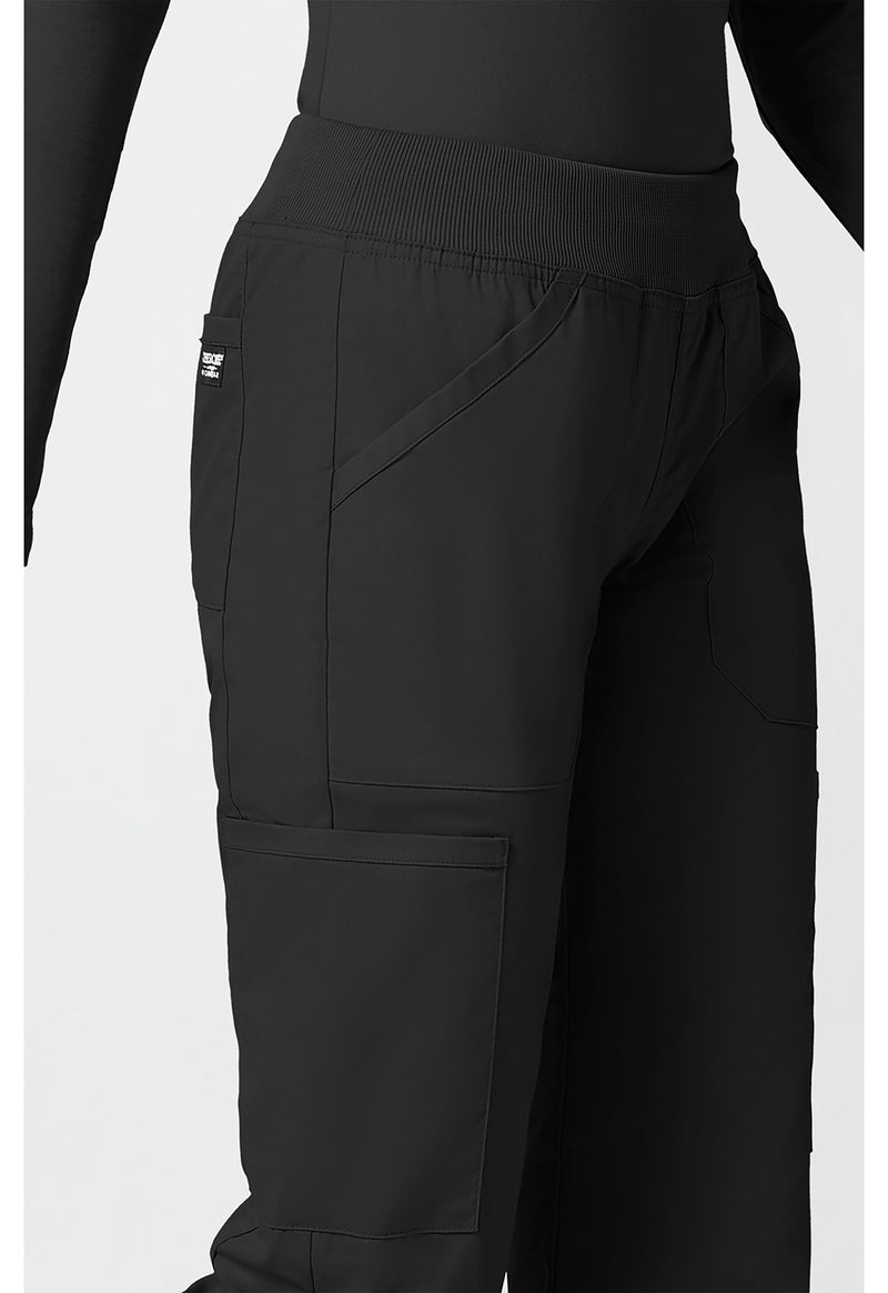 black - Mid Rise Straight Leg Pull-on Cargo Pant (View 3)