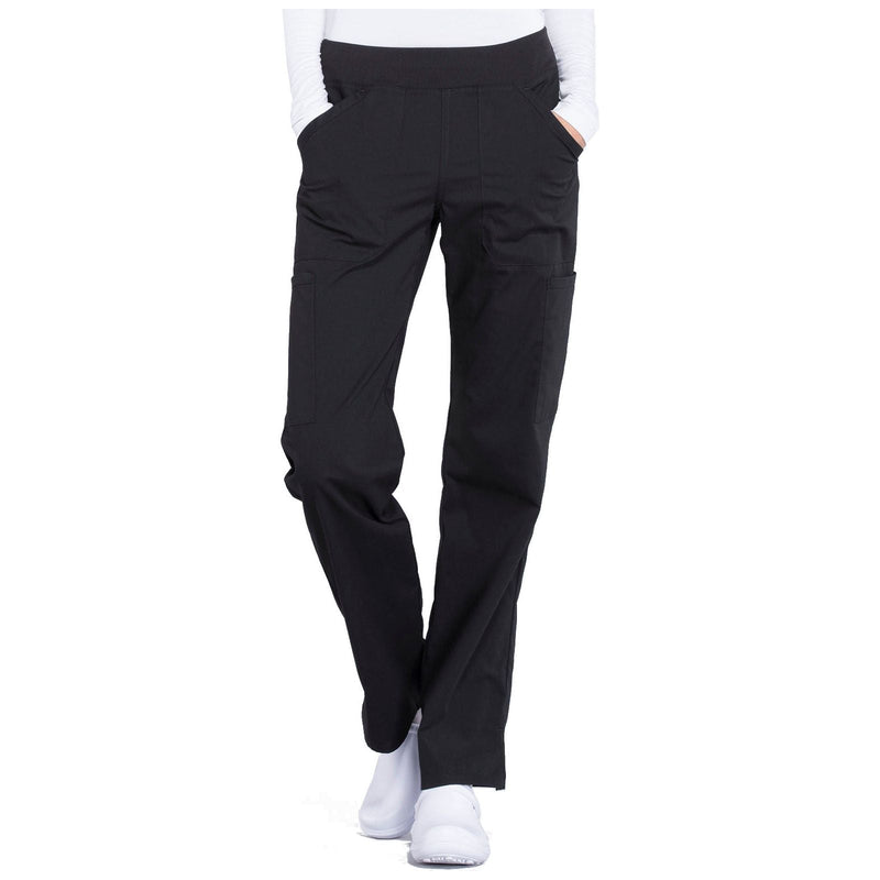 black - Mid Rise Straight Leg Pull-on Cargo Pant