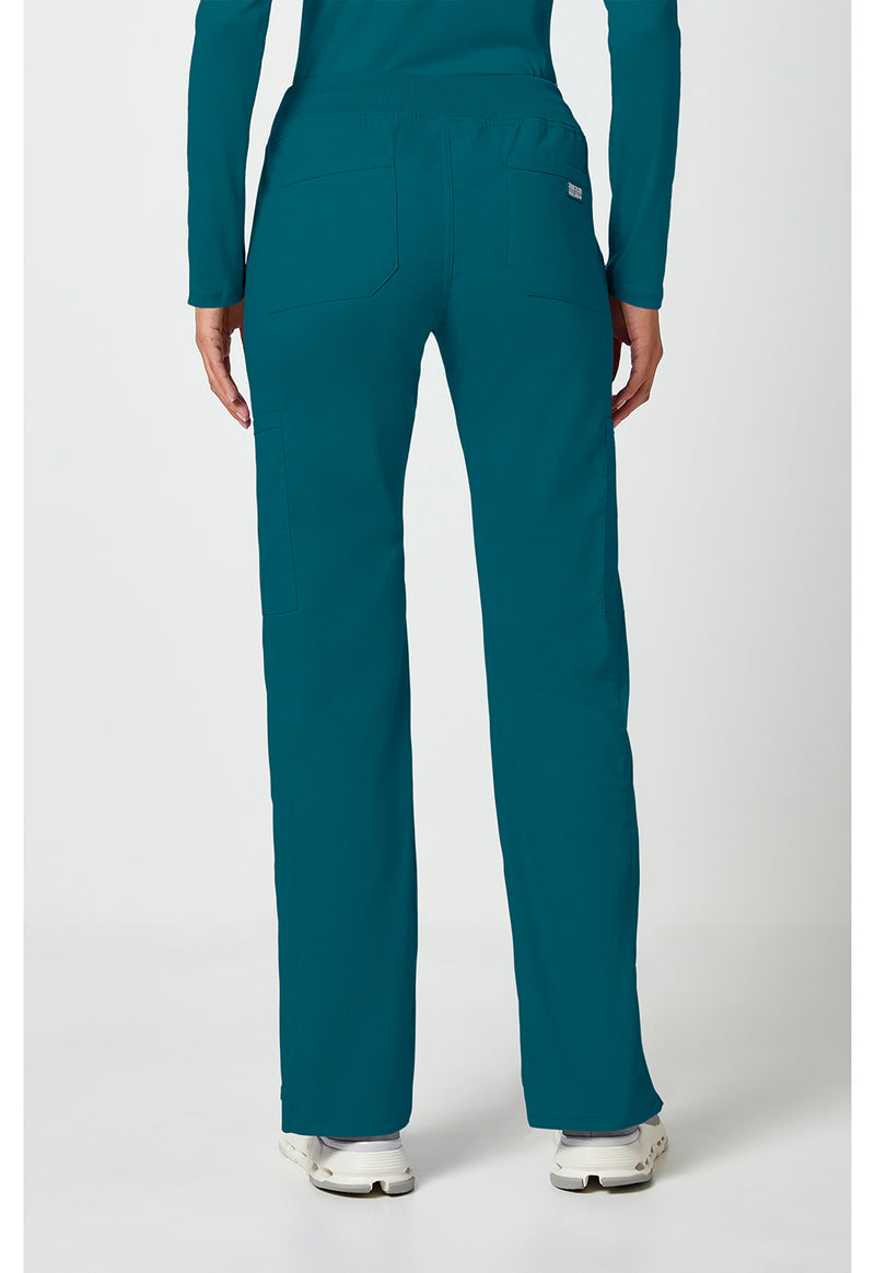 caribbean blue - Mid Rise Straight Leg Pull-on Cargo Pant (Back)