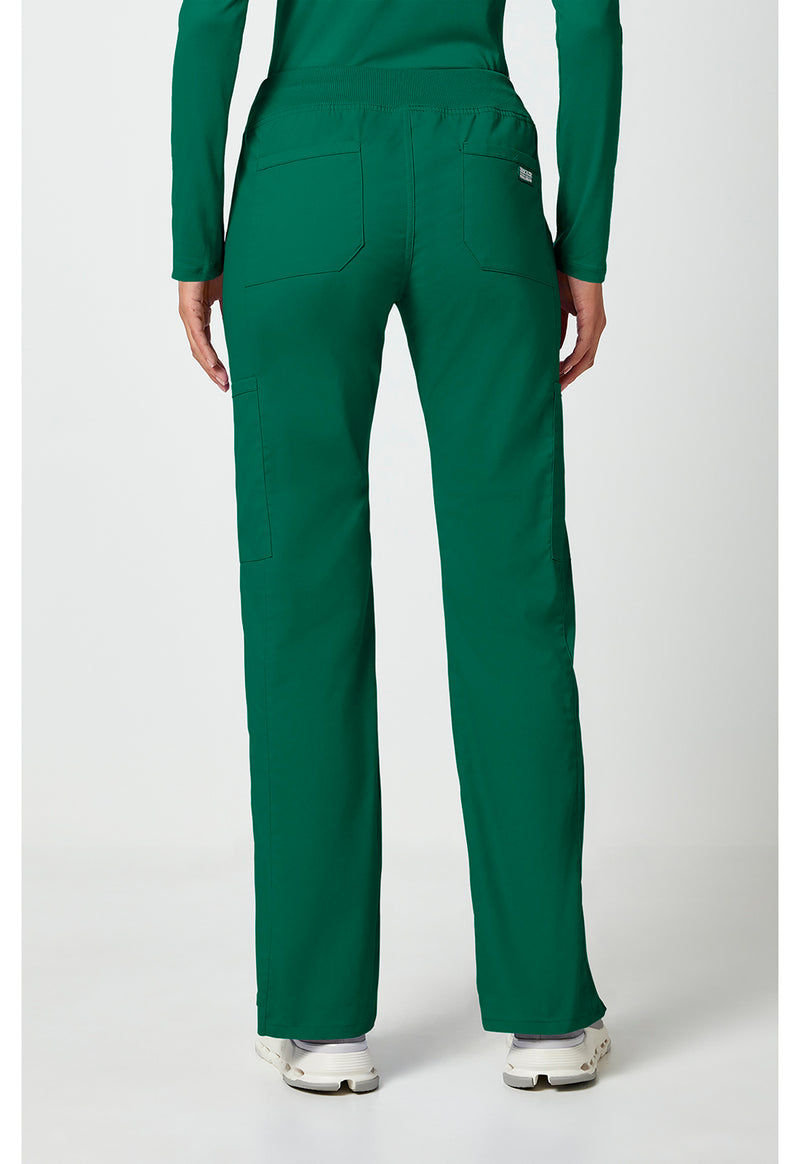 hunter green - Mid Rise Straight Leg Pull-on Cargo Pant (Back)