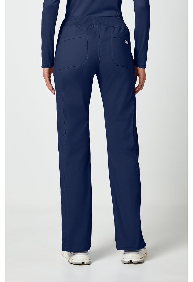 navy - Mid Rise Straight Leg Pull-on Cargo Pant (Back)