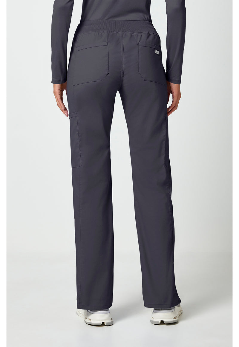 pewter - Mid Rise Straight Leg Pull-on Cargo Pant (Back)