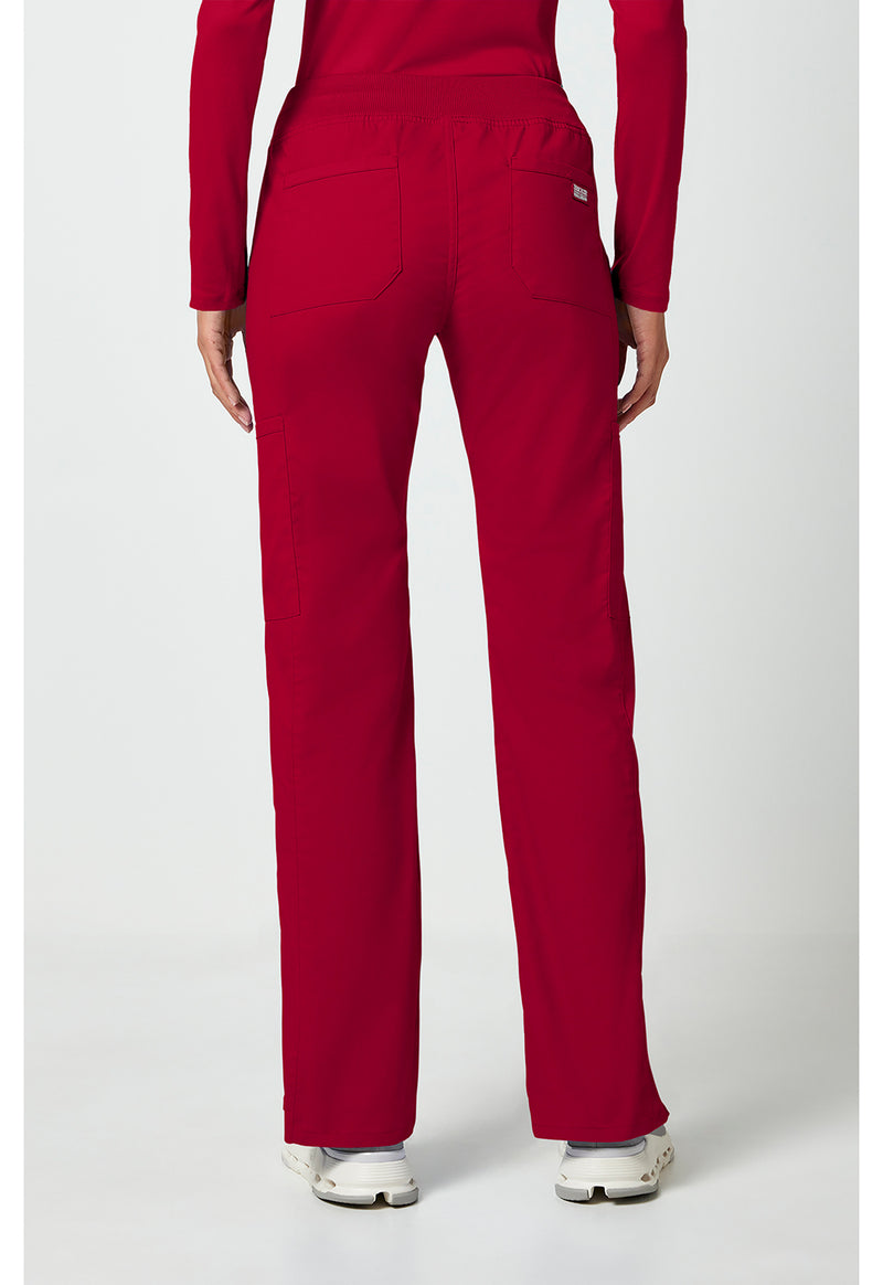 red - Mid Rise Straight Leg Pull-on Cargo Pant (Back)