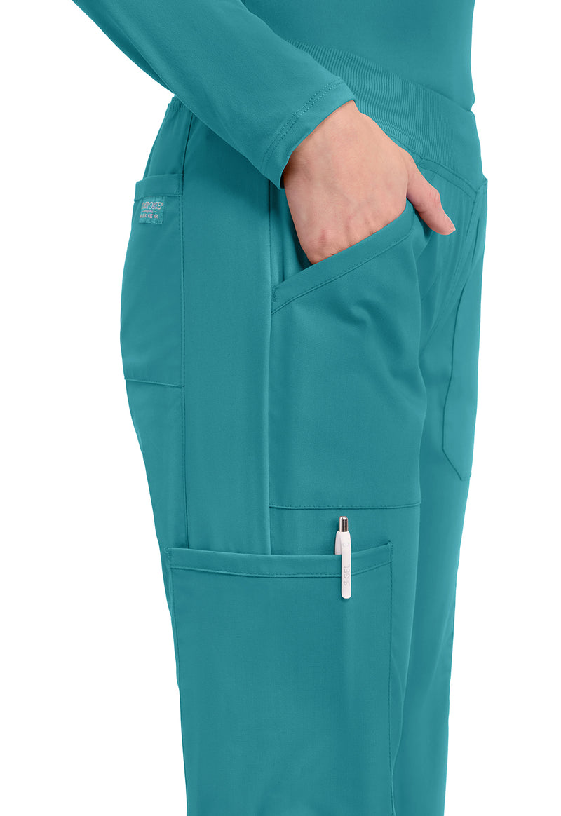 teal blue - Mid Rise Straight Leg Pull-on Cargo Pant (View 2)