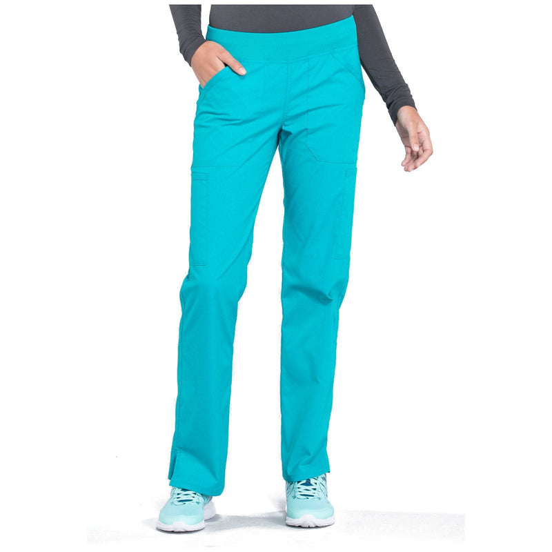 teal blue - Mid Rise Straight Leg Pull-on Cargo Pant