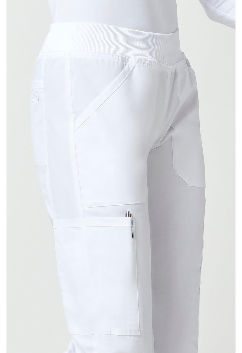 white - Mid Rise Straight Leg Pull-on Cargo Pant (View 3)