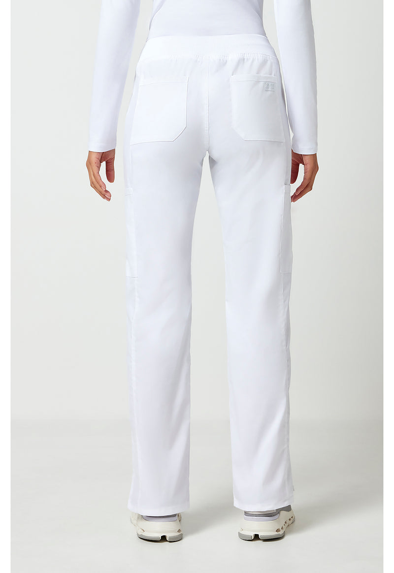 white - Mid Rise Straight Leg Pull-on Cargo Pant (Back)