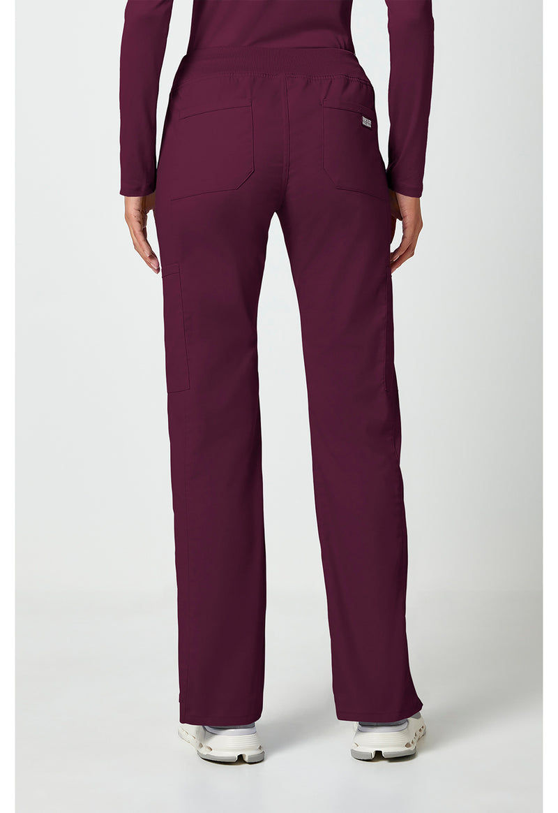 wine - Mid Rise Straight Leg Pull-on Cargo Pant (Back)