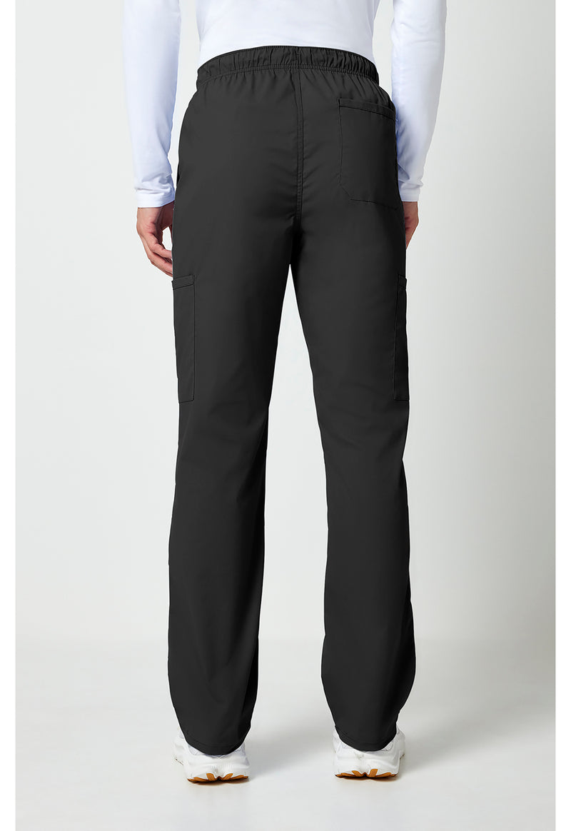 black - Men's Tapered Leg Fly Front Cargo Pant (Back)