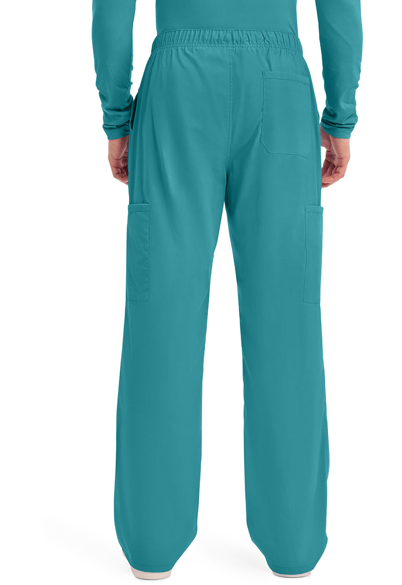 teal blue - Men's Tapered Leg Fly Front Cargo Pant (Back)
