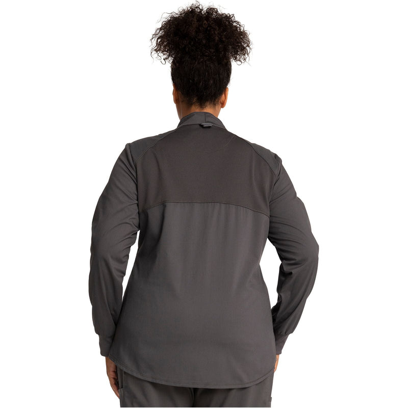 pewter - Zip Front High-Low Jacket