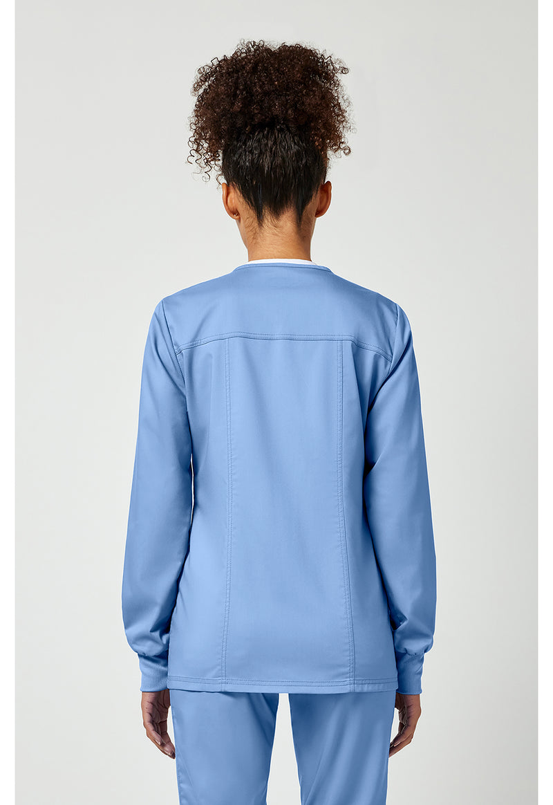Ciel Blue - Cherokee WW Revolution Women Scrub Jacket - Back View