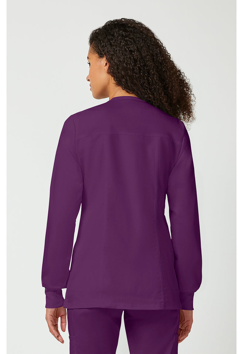 Eggplant - Cherokee WW Revolution Women Scrub Jacket - Back View