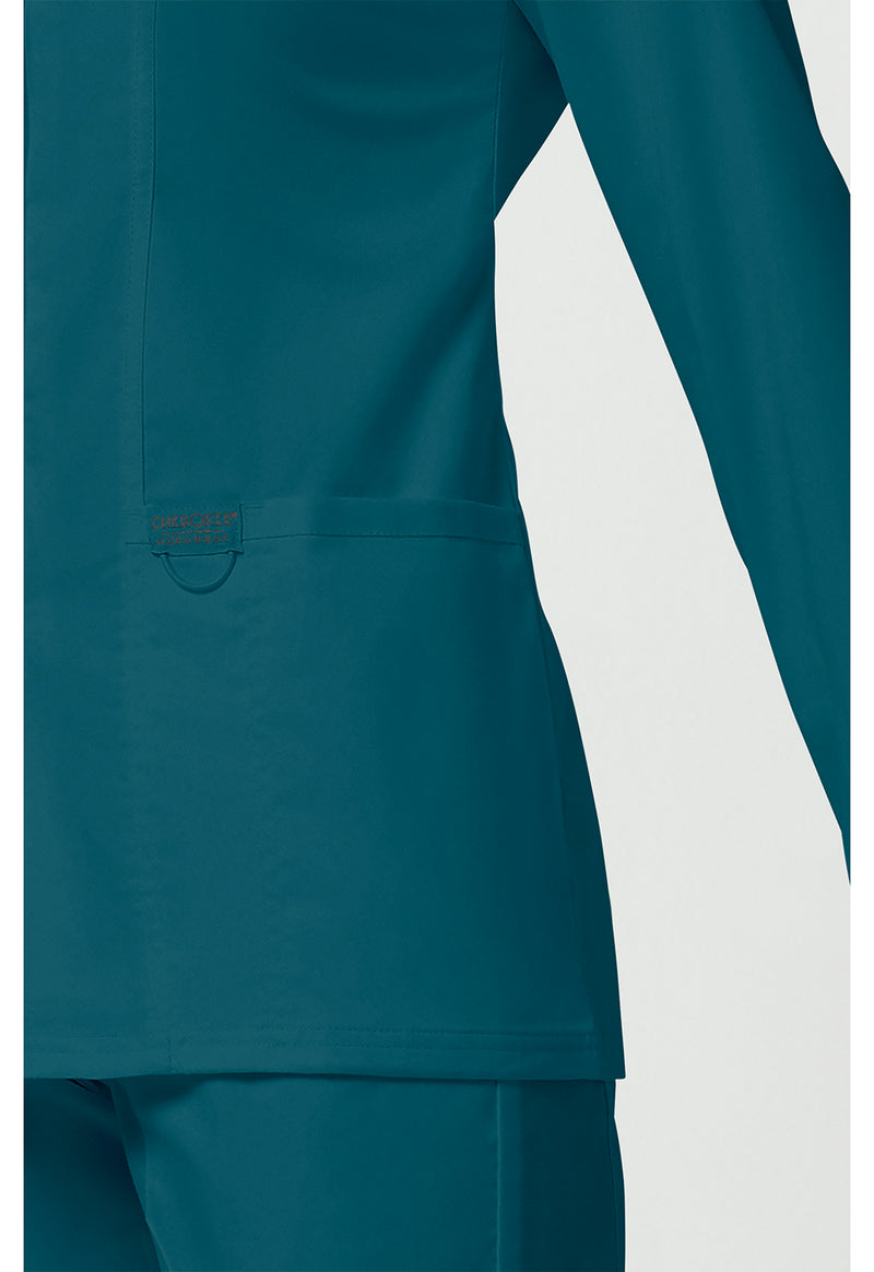 Caribbean Blue - Cherokee Cherokee WW Revolution Women's Scrub Jacket - Detail 4 View