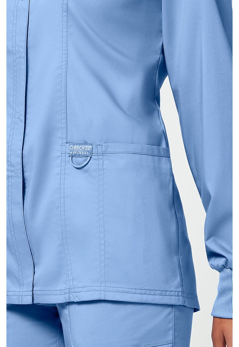 Ciel Blue - Cherokee Cherokee WW Revolution Women's Scrub Jacket - Detail 4 View
