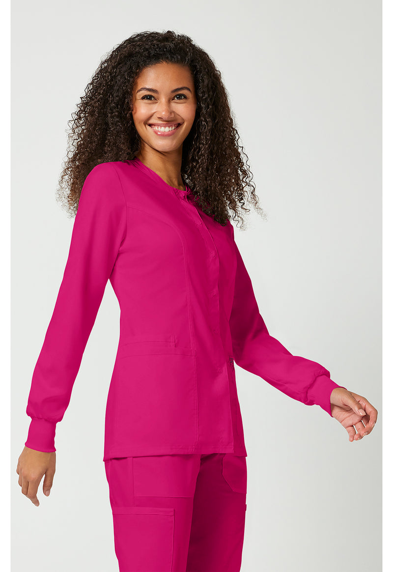 Electric Pink - Cherokee Cherokee WW Revolution Women's Scrub Jacket - Right Side View