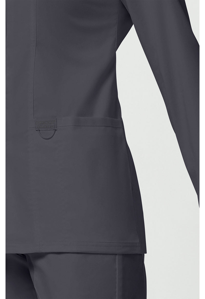 Pewter - Cherokee Cherokee WW Revolution Women's Scrub Jacket - Detail 4 View