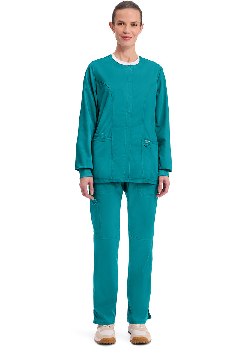 Teal Blue - Cherokee Cherokee WW Revolution Women's Scrub Jacket - Detail 1 View