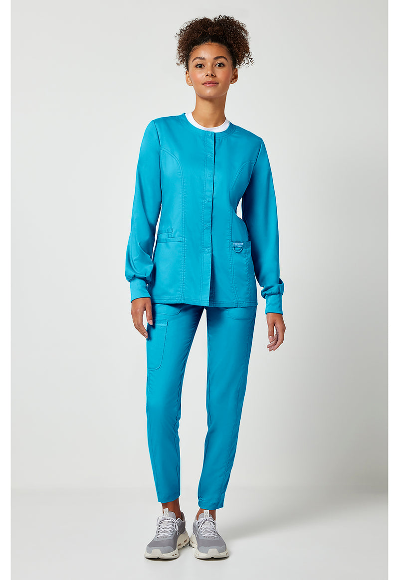 Turquoise - Cherokee Cherokee WW Revolution Women's Scrub Jacket - Detail 1 View