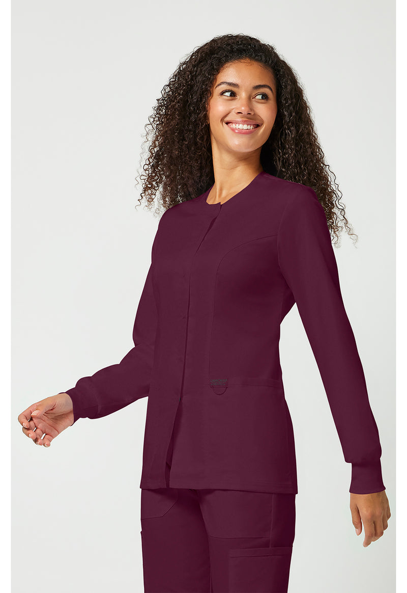 Wine - Cherokee Cherokee WW Revolution Women's Scrub Jacket - Left Side View