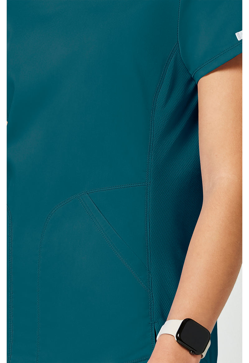 Caribbean Blue - Cherokee Cherokee WW Revolution Women's Scrub Top - Detail 4 View