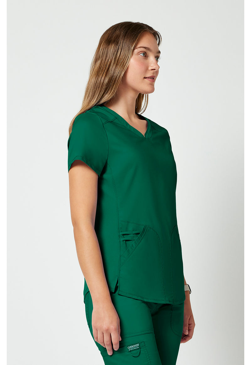 Hunter Green - Cherokee Cherokee WW Revolution Women's Scrub Top - Right Side View