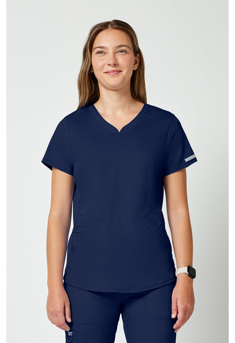 Navy - Cherokee WW Revolution Women's Scrub Top - Front View
