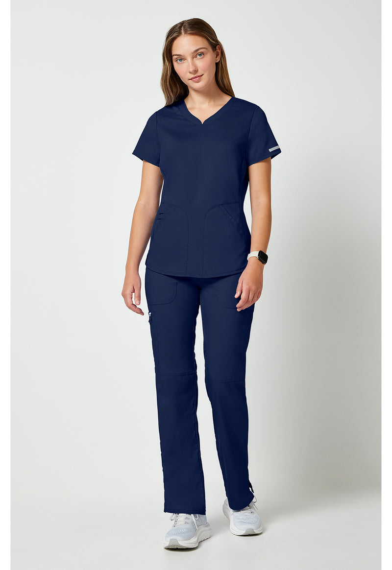 Navy - Cherokee Cherokee WW Revolution Women's Scrub Top - Detail 1 View