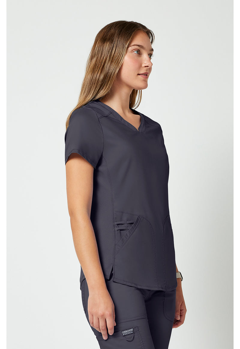 Pewter - Cherokee Cherokee WW Revolution Women's Scrub Top - Right Side View