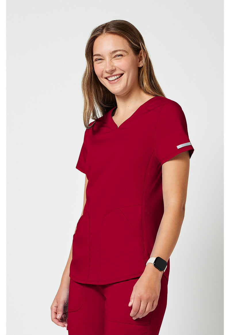 Red - Cherokee Cherokee WW Revolution Women's Scrub Top - Left Side View