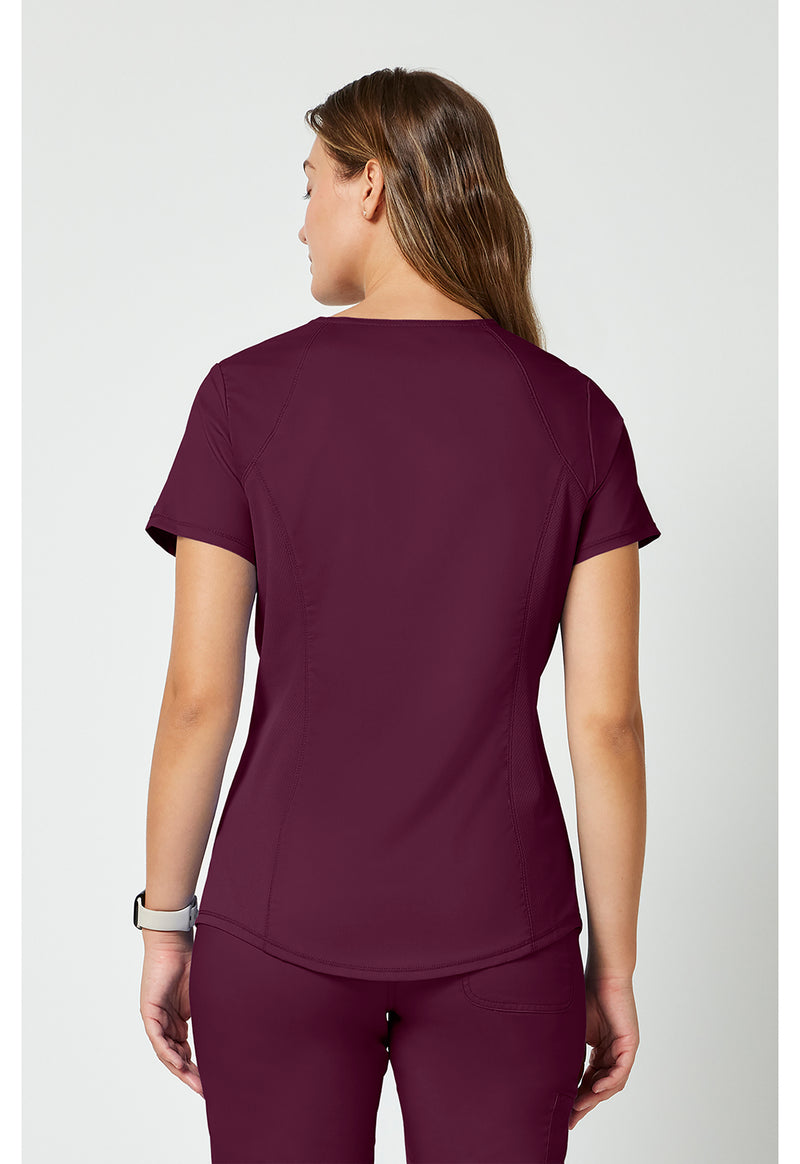 Wine - Cherokee WW Revolution Women's Scrub Top - Back View