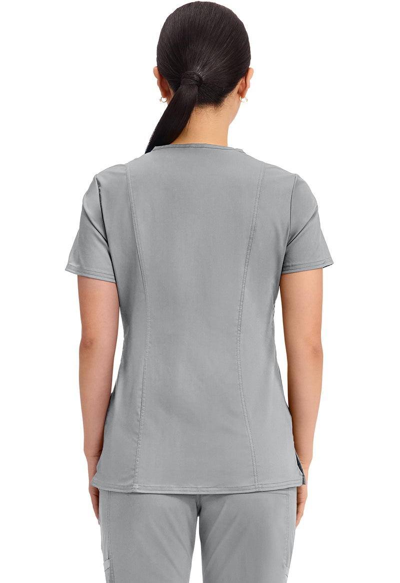 Grey - Cherokee WW Revolution Women Scrub Top - Back View