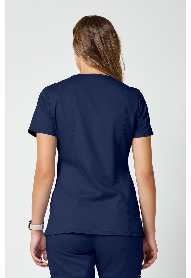 Navy - Cherokee WW Revolution Women Scrub Top - Back View