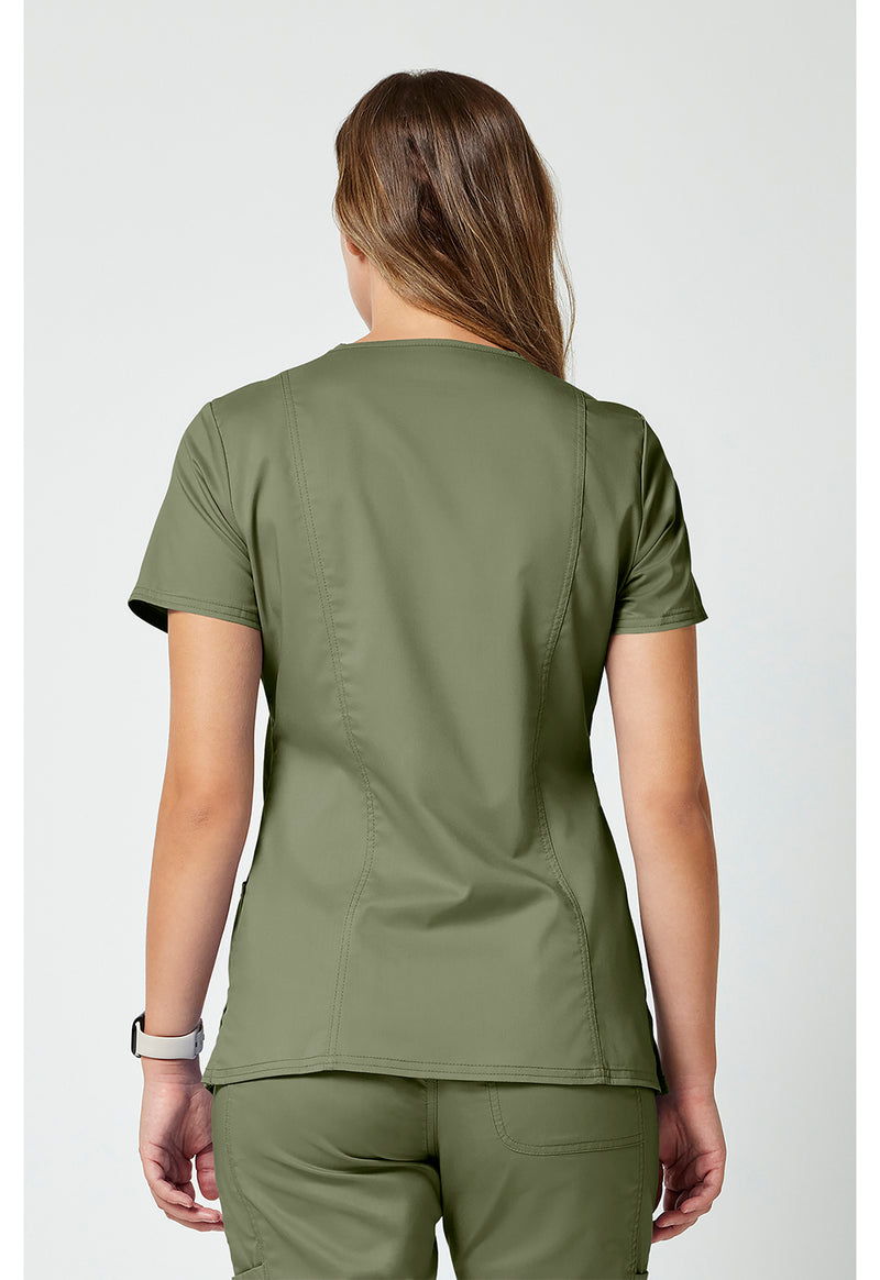 Olive - Cherokee WW Revolution Women Scrub Top - Back View