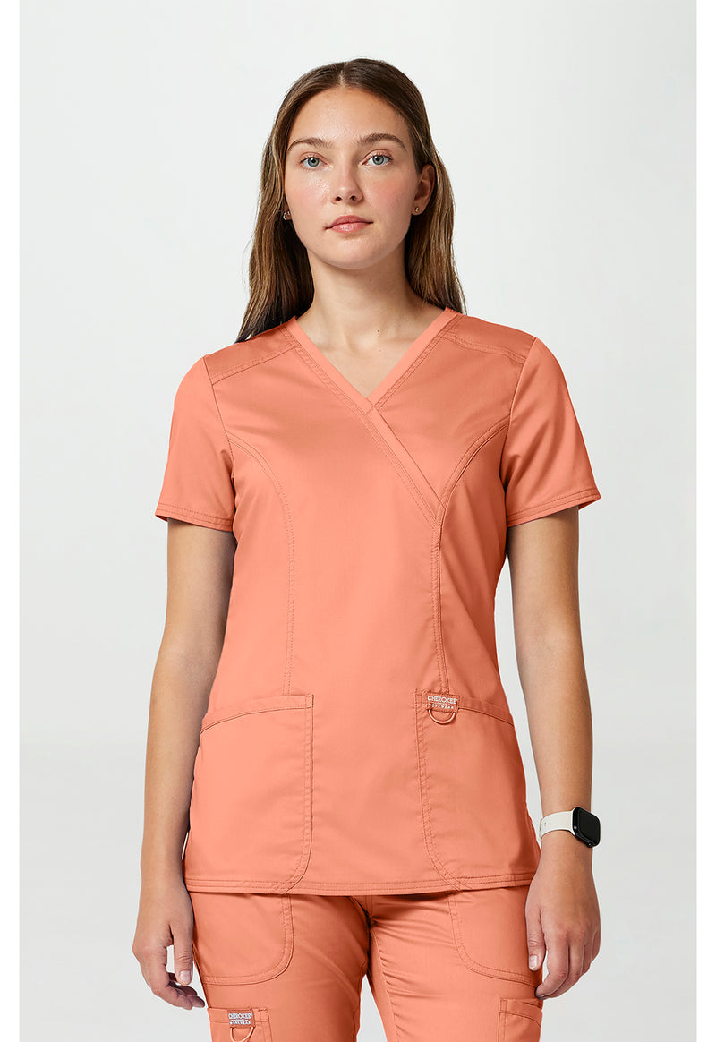 Papaya Juice - Cherokee WW Revolution Women Scrub Top - Front View