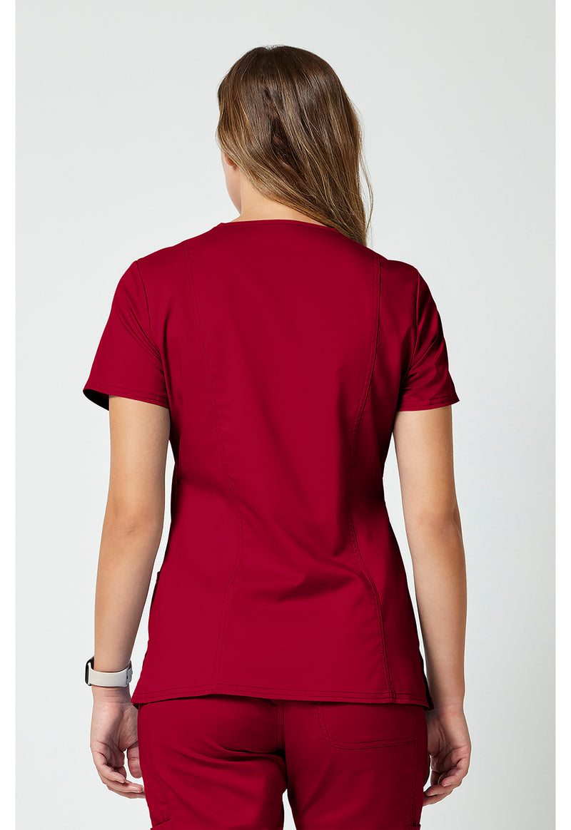 Red - Cherokee WW Revolution Women Scrub Top - Back View