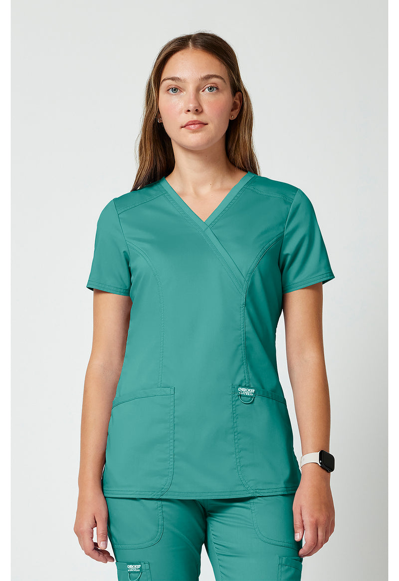 Soft Marine - Cherokee WW Revolution Women Scrub Top - Front View