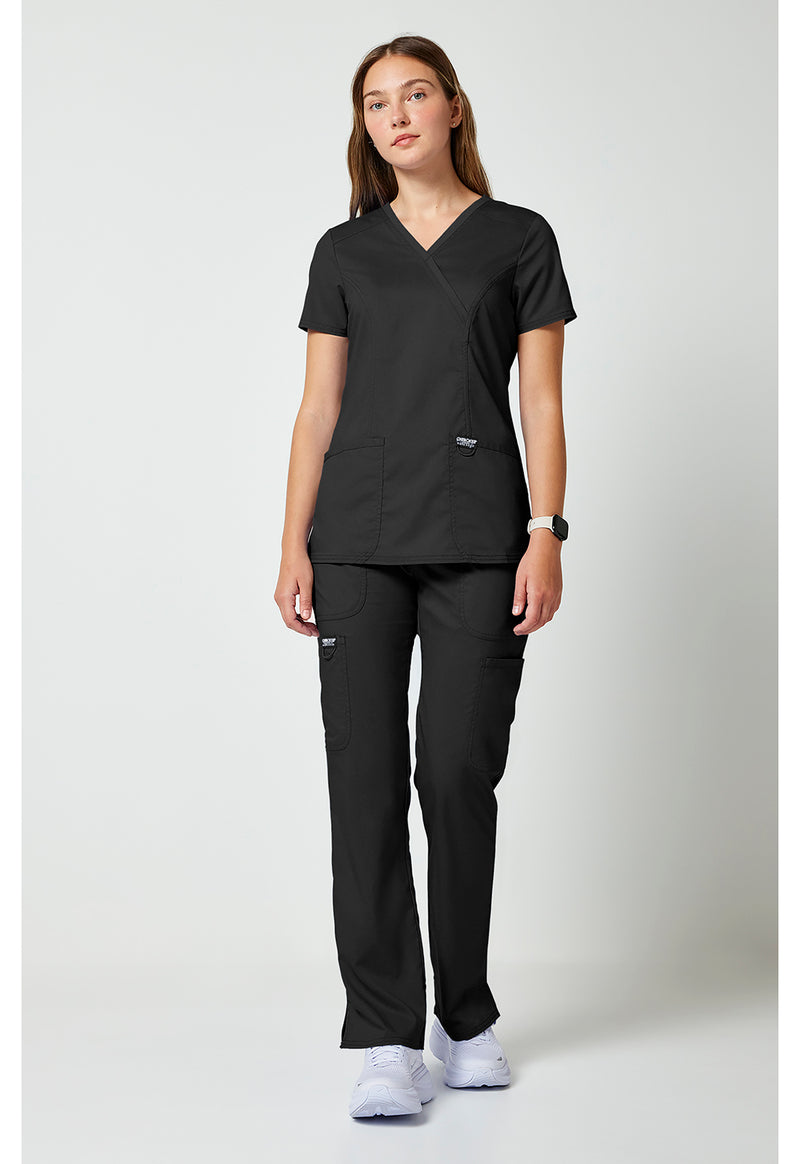 Black - Cherokee Cherokee WW Revolution Women's Scrub Top - Detail 1 View