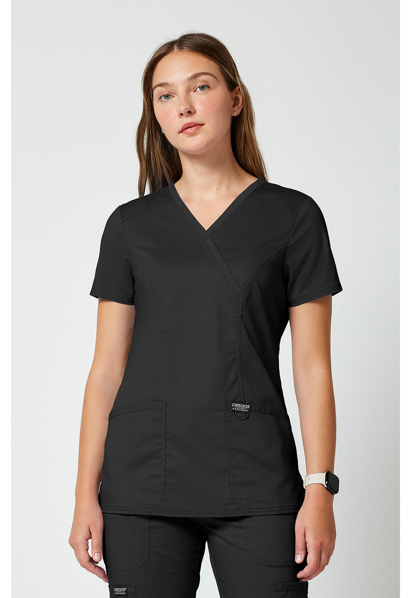 Black - Cherokee Cherokee WW Revolution Women's Scrub Top - Detail 4 View