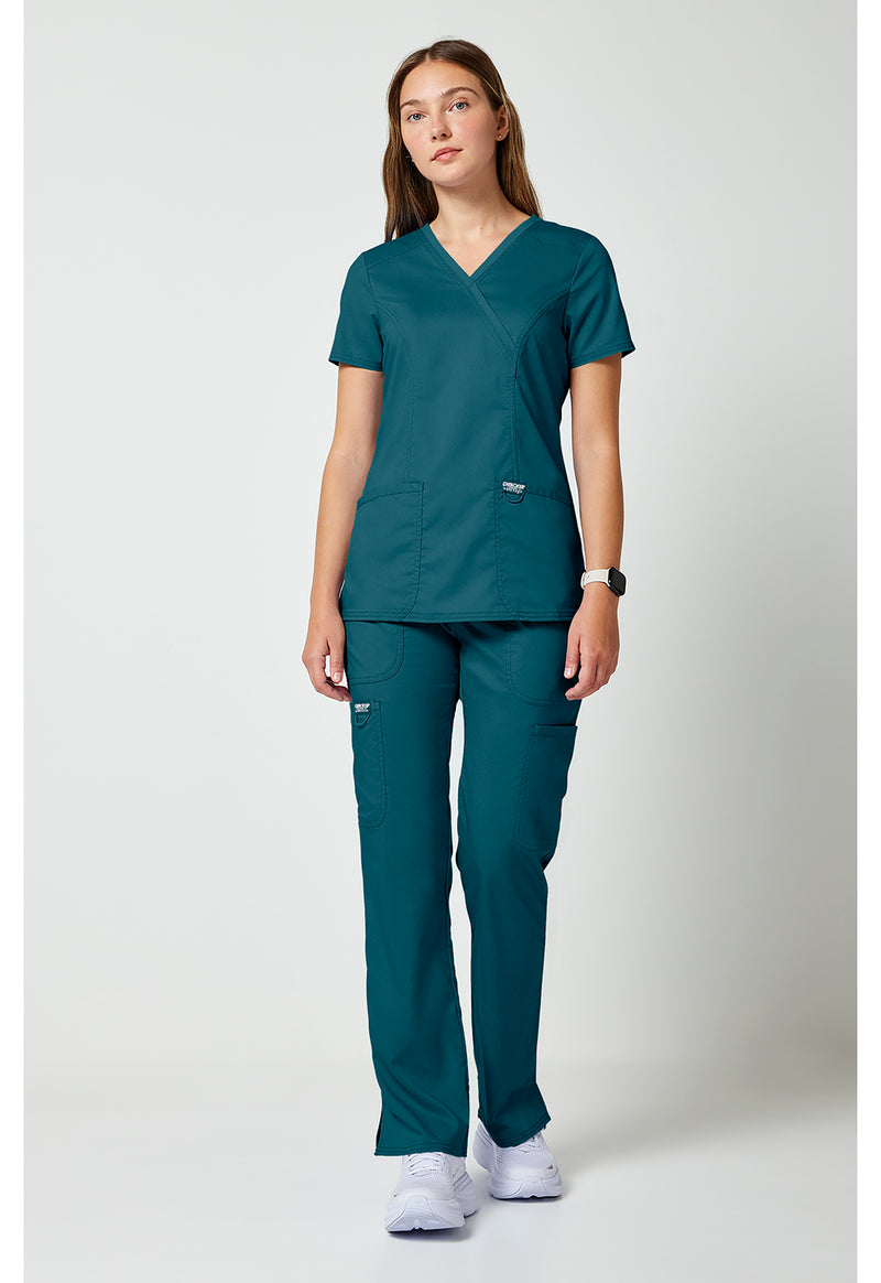 Caribbean Blue - Cherokee Cherokee WW Revolution Women's Scrub Top - Detail 1 View