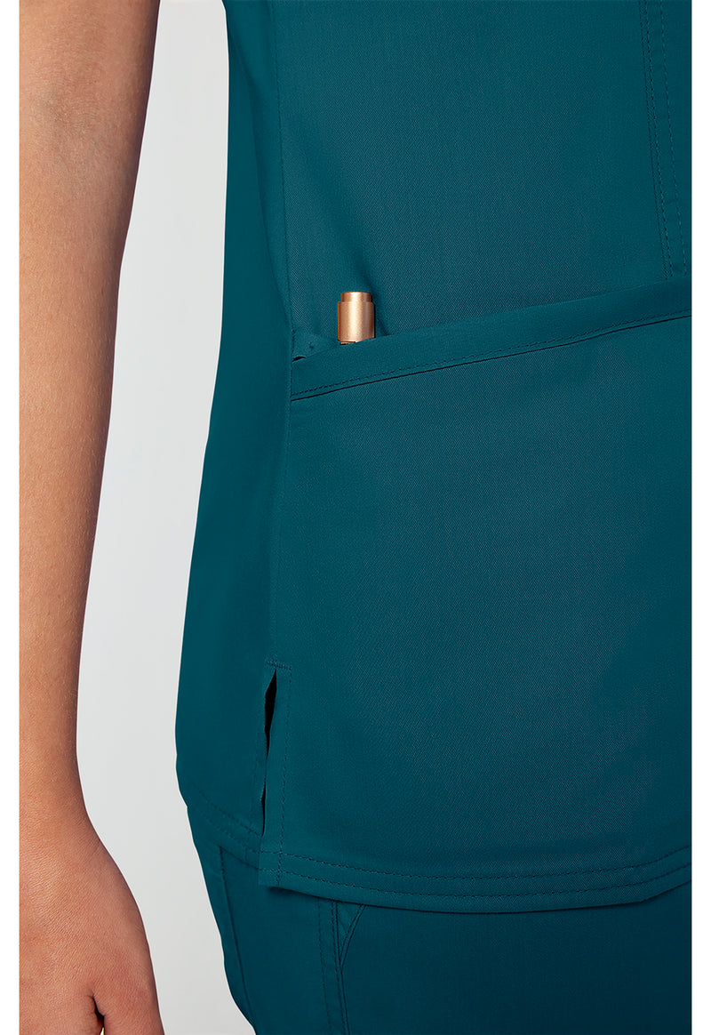 Caribbean Blue - Cherokee Cherokee WW Revolution Women's Scrub Top - Detail 2 View