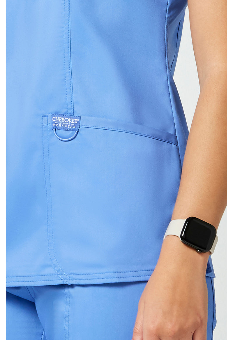 Ciel Blue - Cherokee Cherokee WW Revolution Women's Scrub Top - Detail 3 View