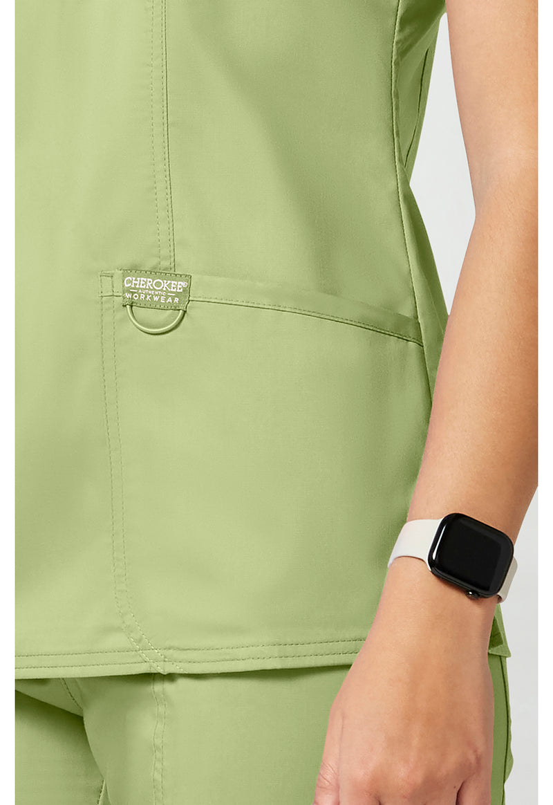 Cucumber - Cherokee Cherokee WW Revolution Women's Scrub Top - Detail 3 View